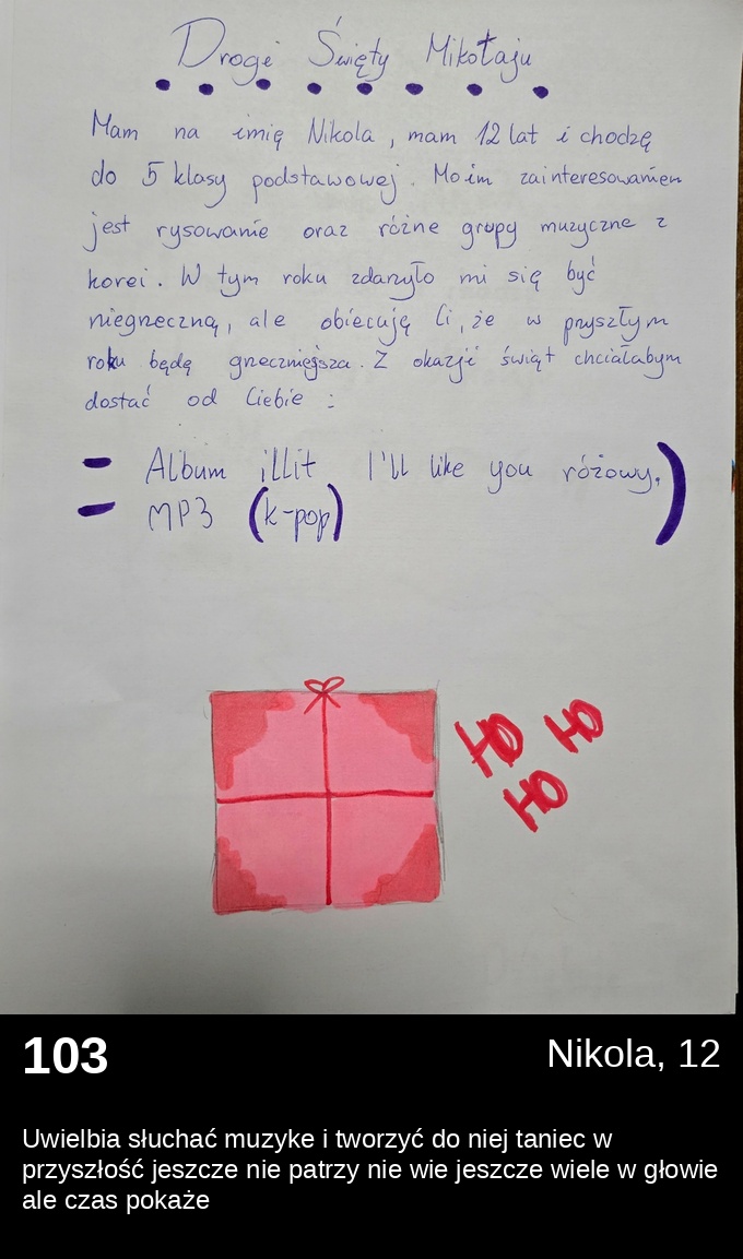List 103 - Listy do Świętego Mikołaja 2025
