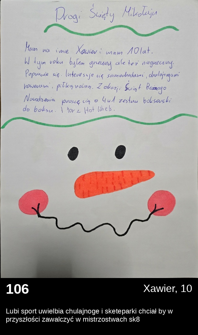 List 106 - Listy do Świętego Mikołaja 2025