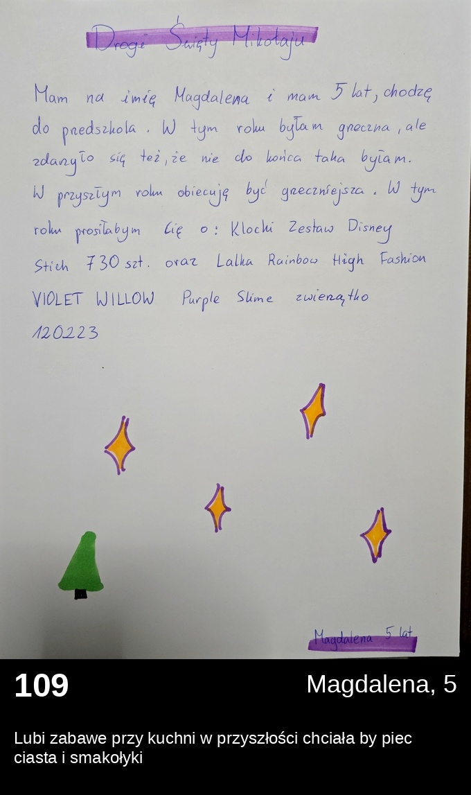 List 109 - Listy do Świętego Mikołaja 2025