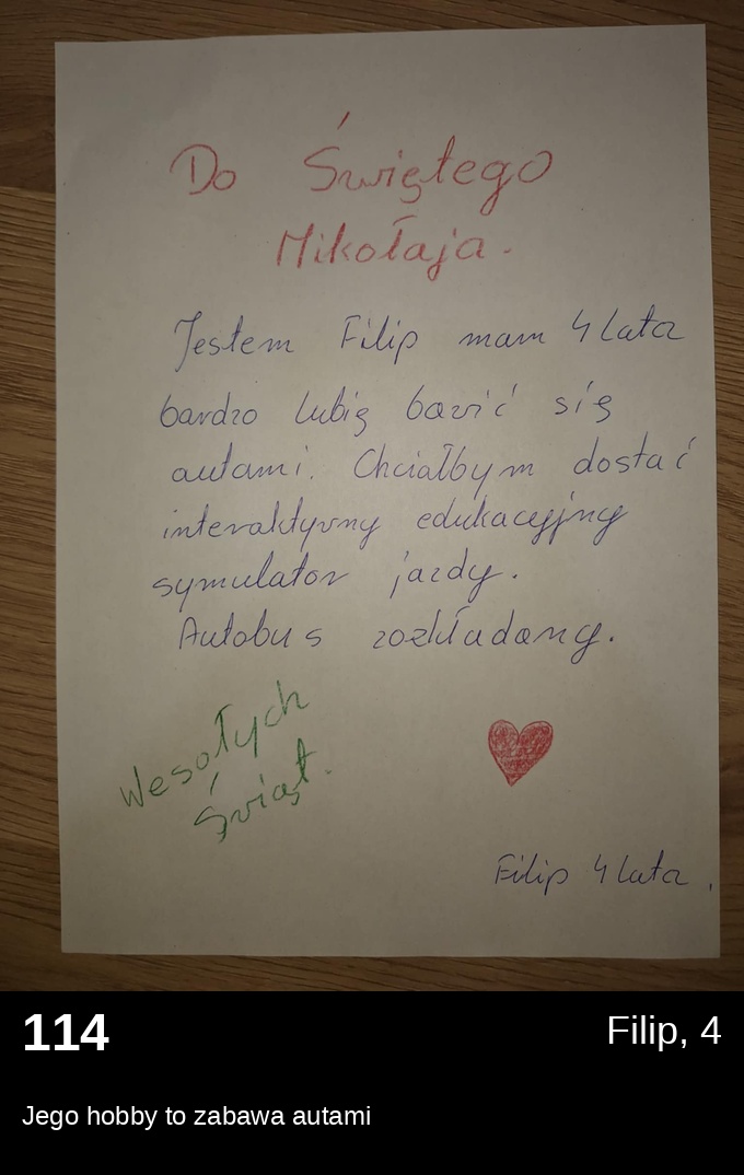 List 114 - Listy do Świętego Mikołaja 2025