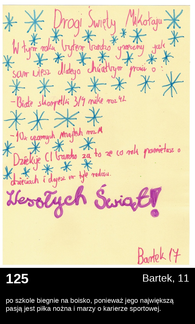 List 125 - Listy do Świętego Mikołaja 2025