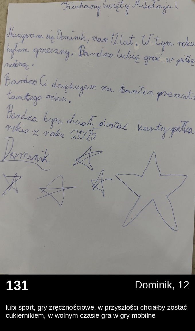 List 131 - Listy do Świętego Mikołaja 2025