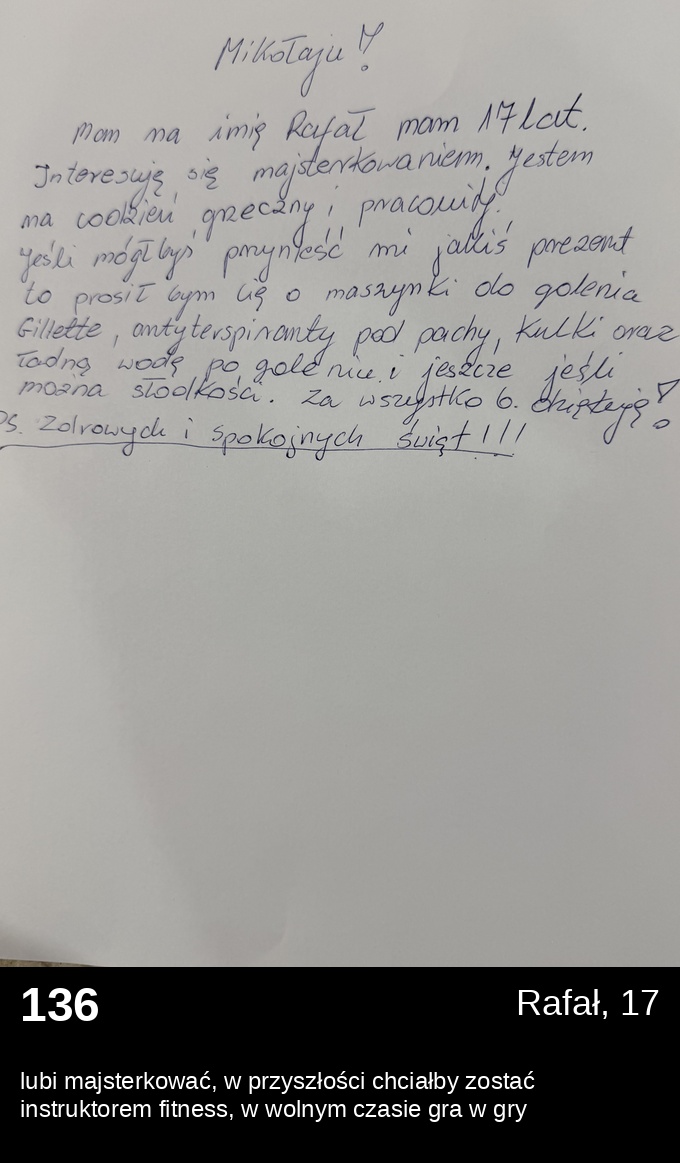 List 136 - Listy do Świętego Mikołaja 2025