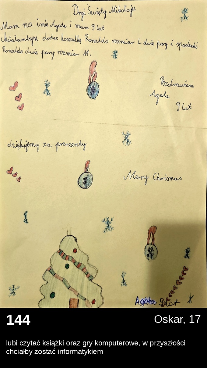 List 144 - Listy do Świętego Mikołaja 2025
