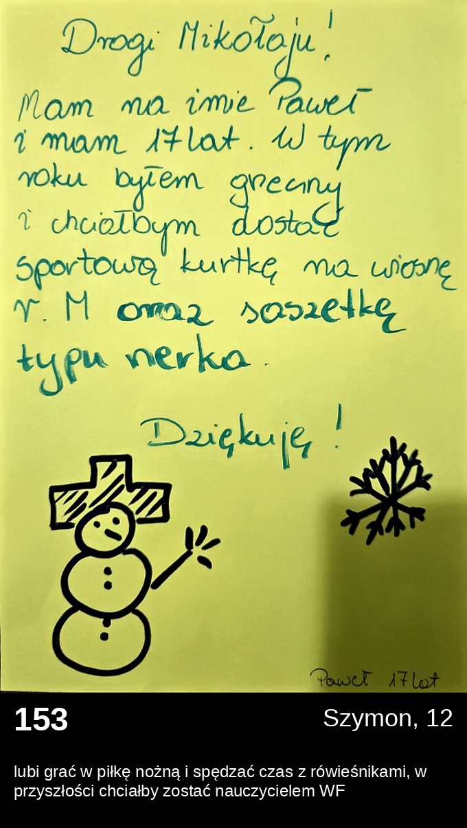 List 153 - Listy do Świętego Mikołaja 2025