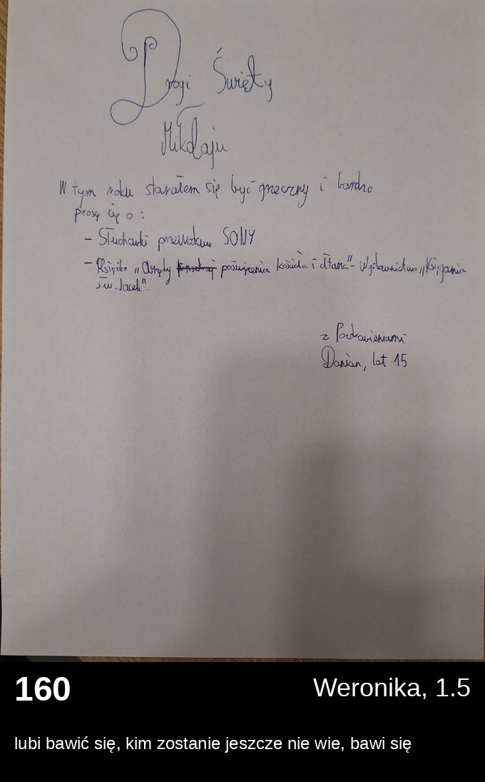 List 160 - Listy do Świętego Mikołaja 2025