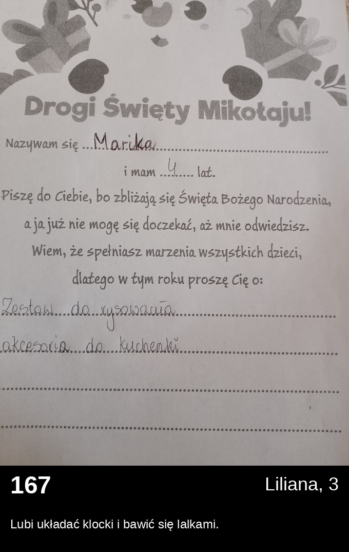 List 167 - Listy do Świętego Mikołaja 2025