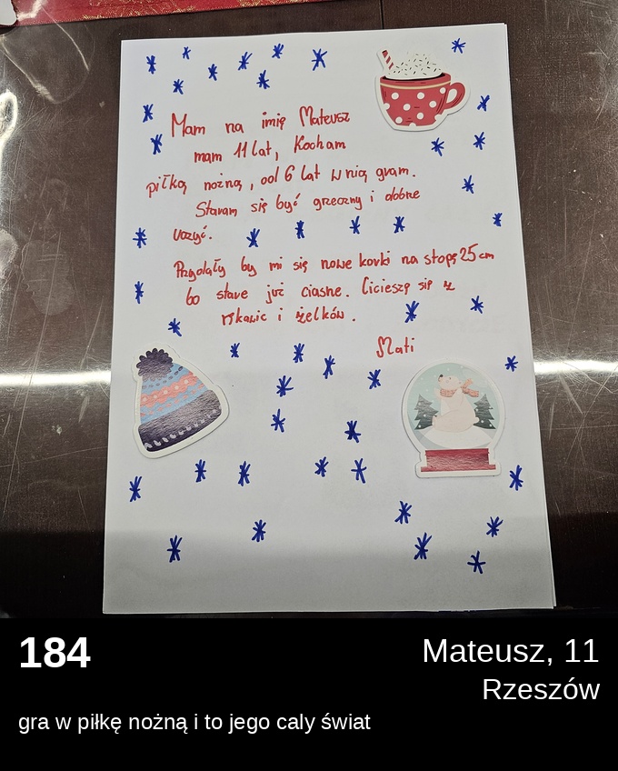 List 184 - Listy do Świętego Mikołaja 2025