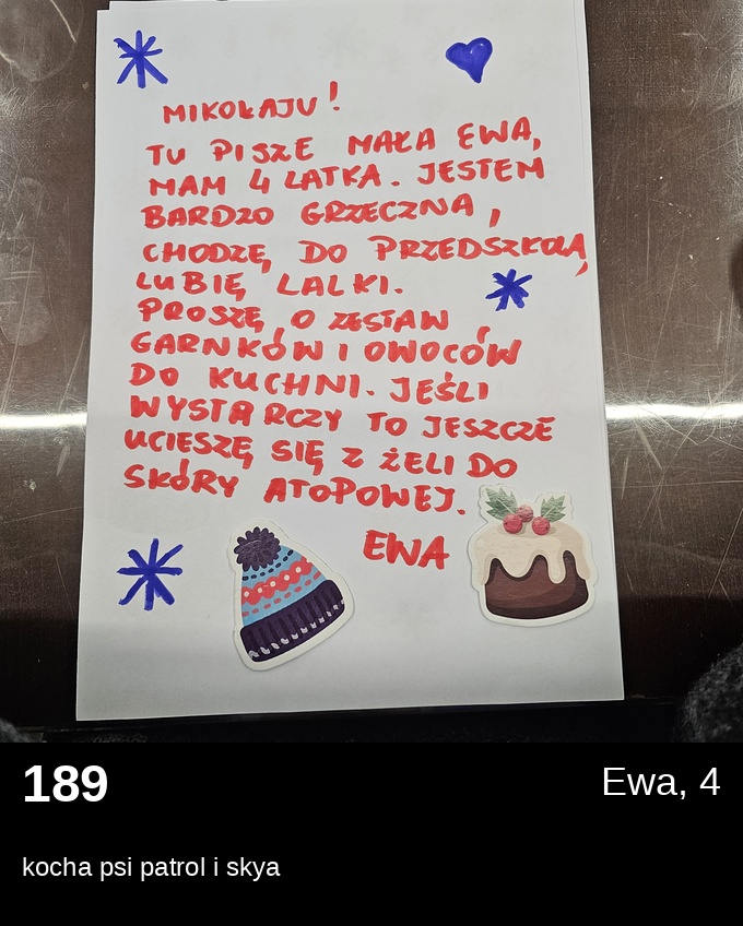 List 189 - Listy do Świętego Mikołaja 2025