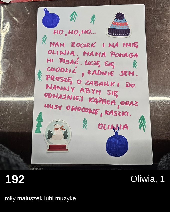 List 192 - Listy do Świętego Mikołaja 2025