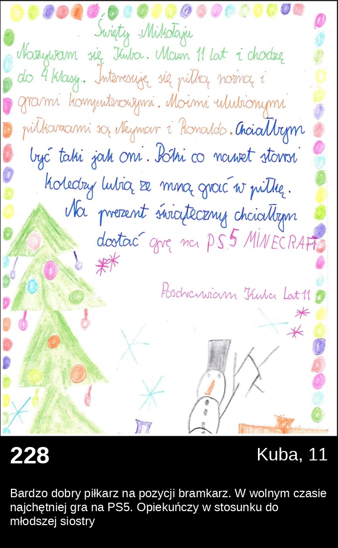 List 228 - Listy do Świętego Mikołaja 2025