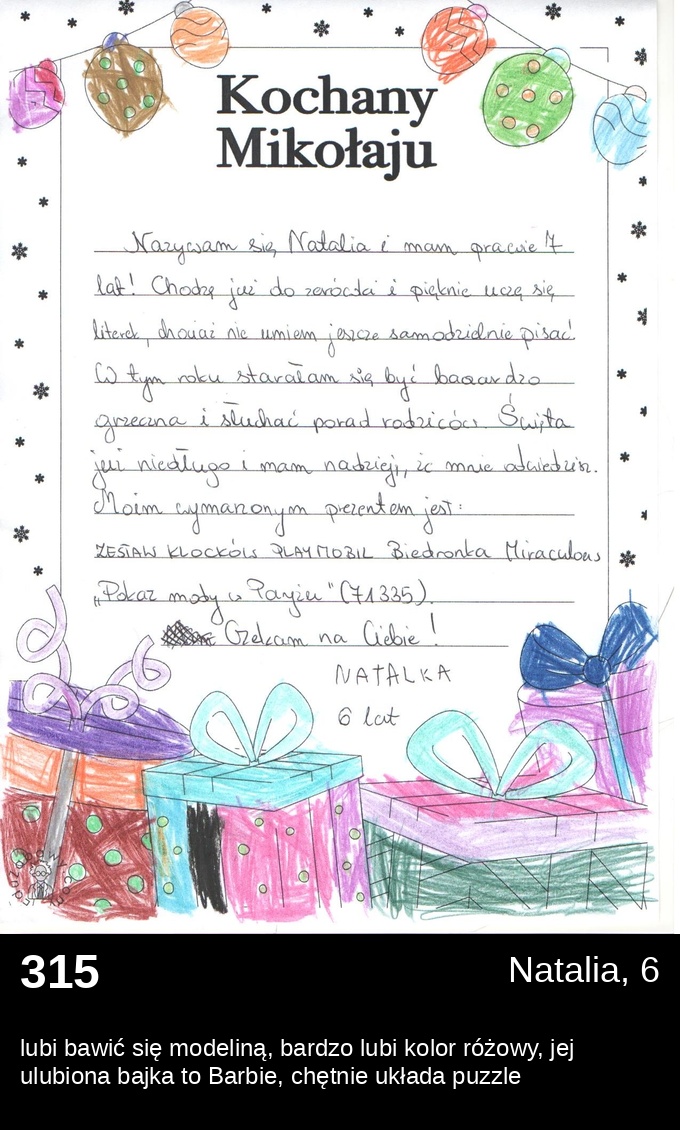 List 315 - Listy do Świętego Mikołaja 2025