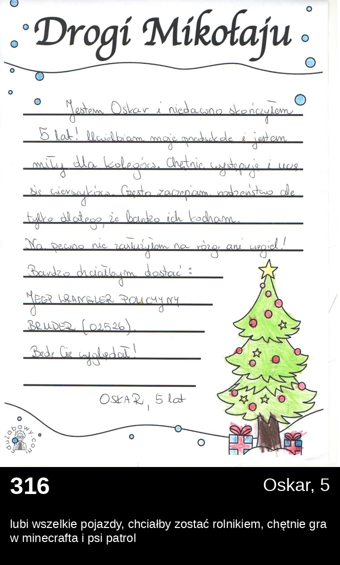 List 316 - Listy do Świętego Mikołaja 2025