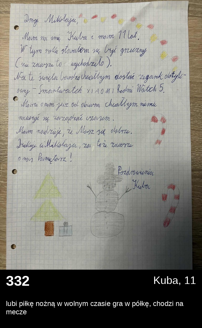 List 332 - Listy do Świętego Mikołaja 2025