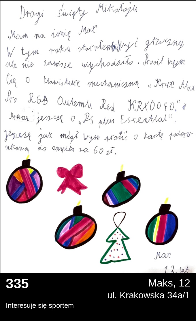 List 335 - Listy do Świętego Mikołaja 2025