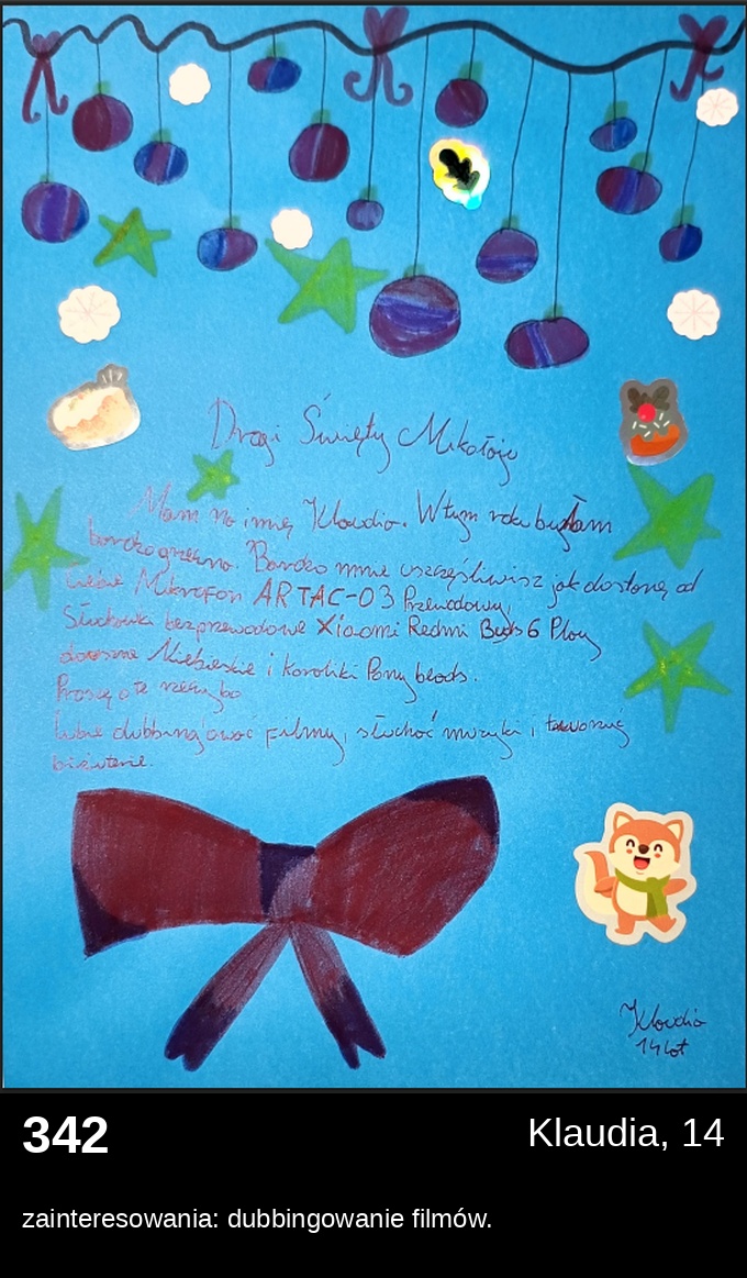 List 342 - Listy do Świętego Mikołaja 2025